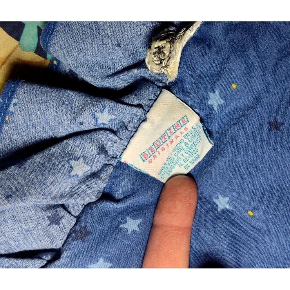 Vtg Noah's‎ Ark Two By 2 Baby Crib Quilt Blanket Bedtime Originals Blue Animals